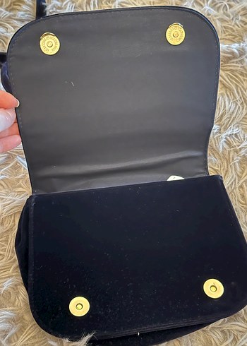 Klasik Lacivert Süet Kadın Çanta yeni gibi - Görsel 2