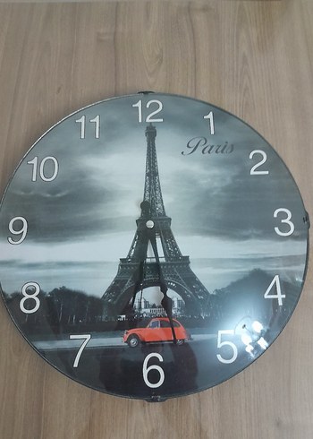 Paris Temalı Gri Duvar Saati