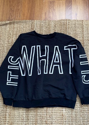 Trendyol & Milla Kadın Siyah Baskılı Oversize Sweatshirt