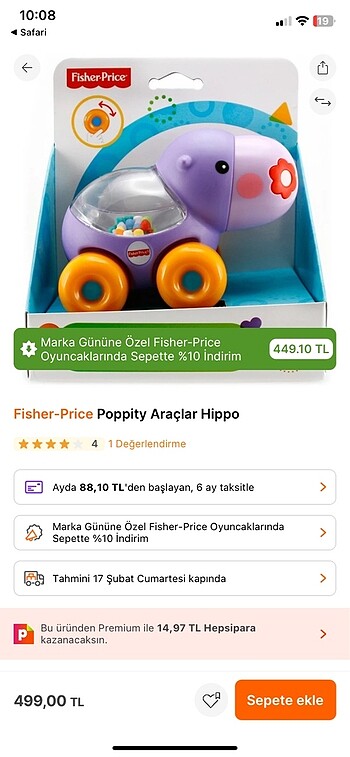 Fisher price poppity araba