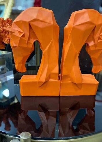  Beden turuncu Renk 2'Li Kübik At Biblo Heykel Güçlendirilmiş Alçı 