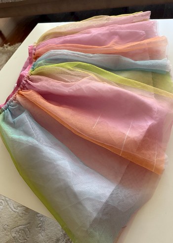 Kız Çocuk Renkli Fırfırlı Tül Etek - Görsel 2