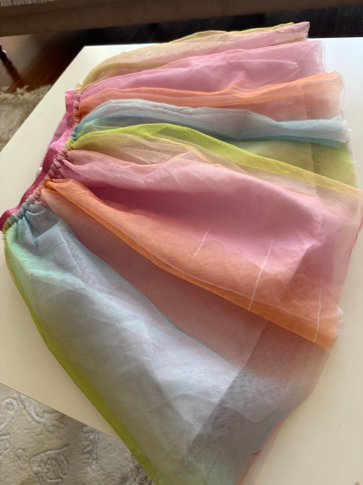 Kız Çocuk Renkli Fırfırlı Tül Etek - Görsel 2