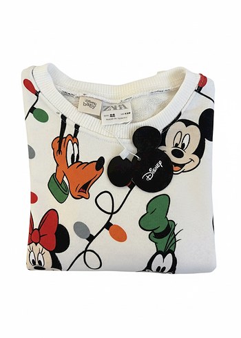 Renkli Mickey Mouse Baskılı Kız Sweatshirt - Görsel 3