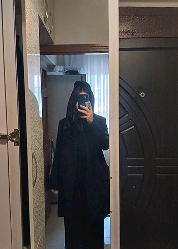 Siyah Kapüşonlu Kaban zara - Görsel 3