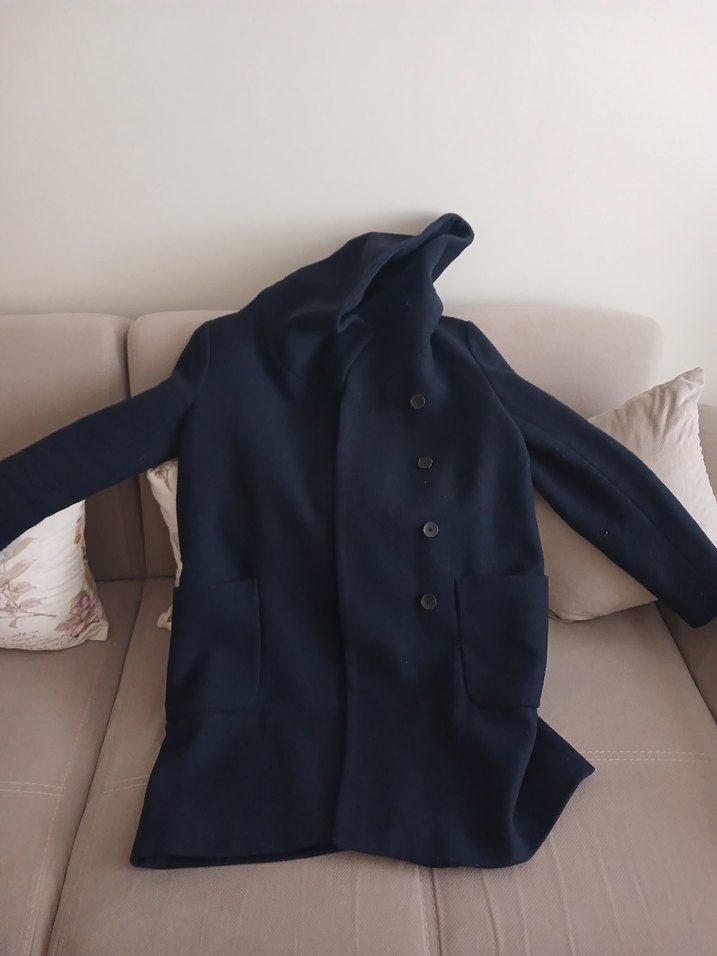 Siyah Kapüşonlu Kaban zara - Görsel 5