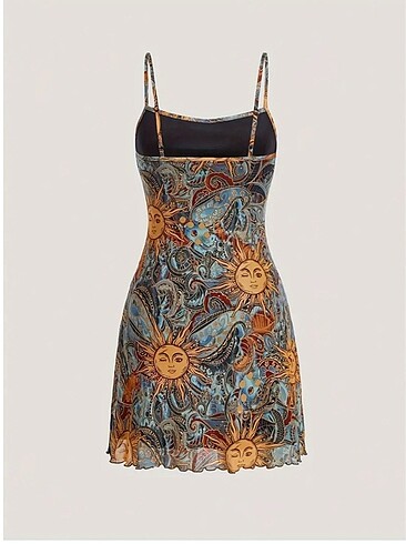 Sheinside Güneş desenli mini elbise