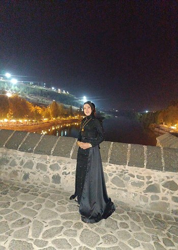 siyah Uzun Kollu şık abiye - Görsel 3