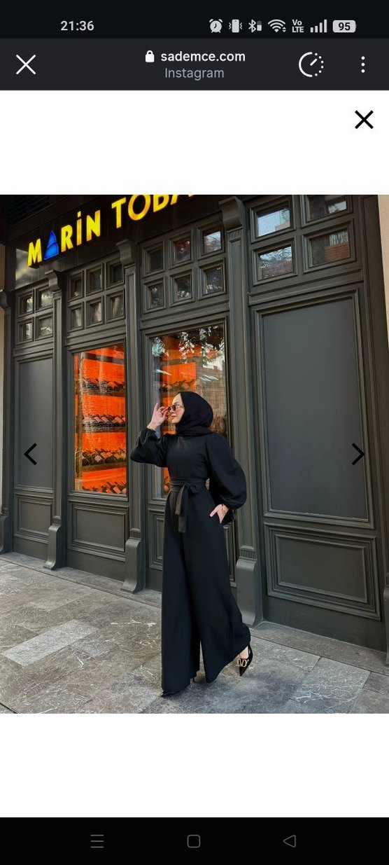 Siyah Uzun Kollu Kemerli tulum - Görsel 2