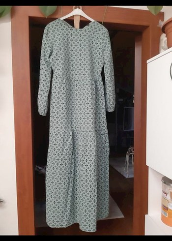 Turkuaz Uzun Bohem Fırfırlı Elbise - Görsel 2