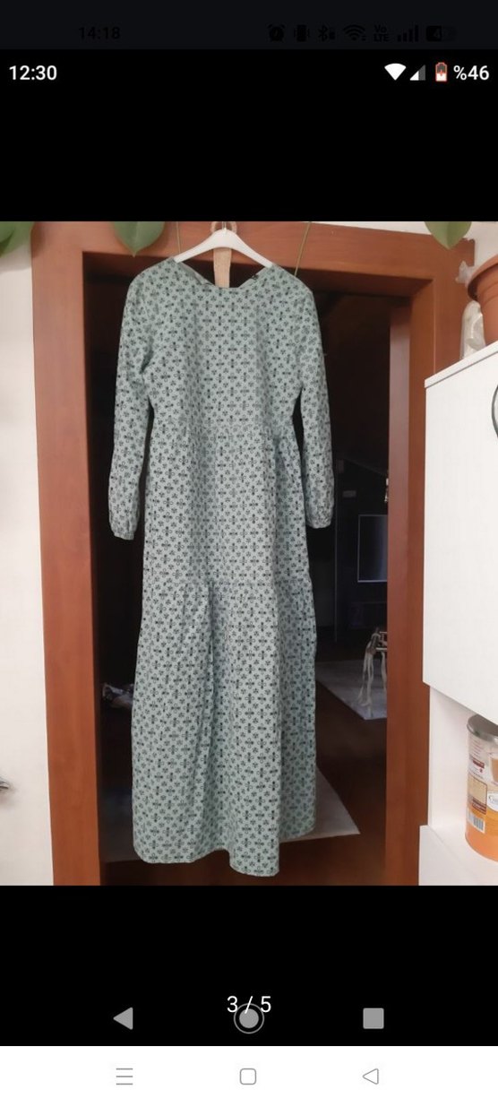 Turkuaz Uzun Bohem Fırfırlı Elbise - Görsel 2