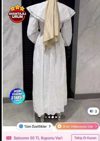 Dantel Detaylı Bohem Uzun Beyaz Elbise - Görsel 2