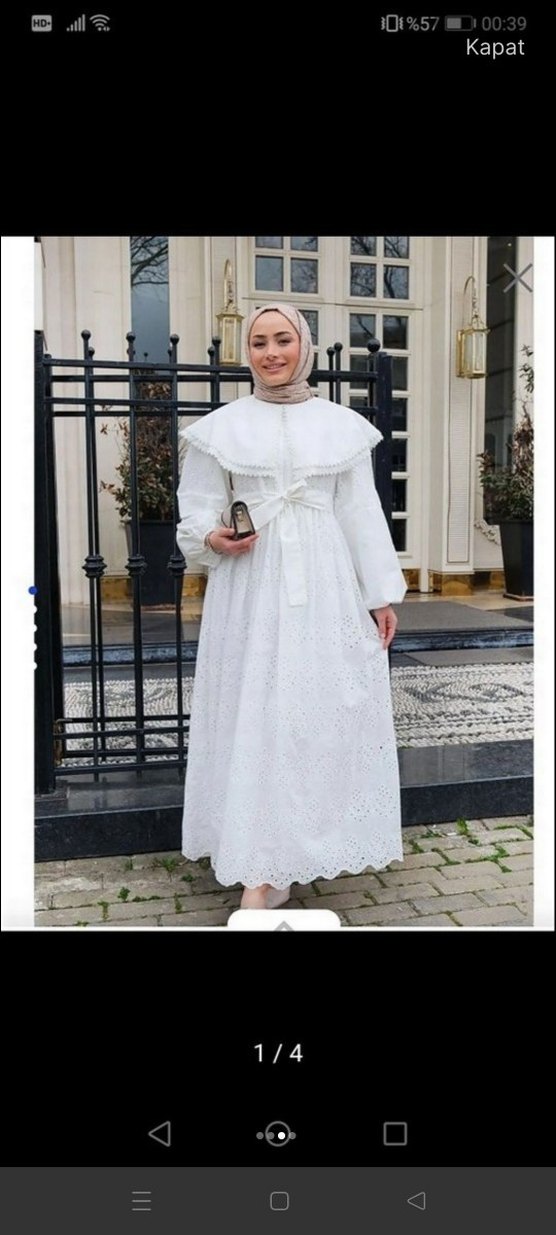 Dantel Detaylı Bohem Uzun Beyaz Elbise - Görsel 3