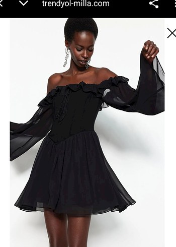 Siyah Korseli Elbise - Görsel 3