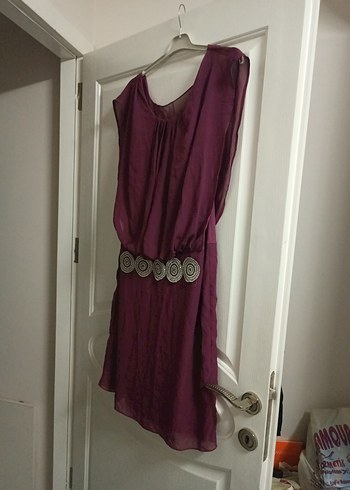 Bordo Nakışlı Bohem Midi Elbise