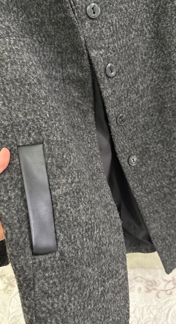 Düğmeli Antrasit Kaban - Görsel 3