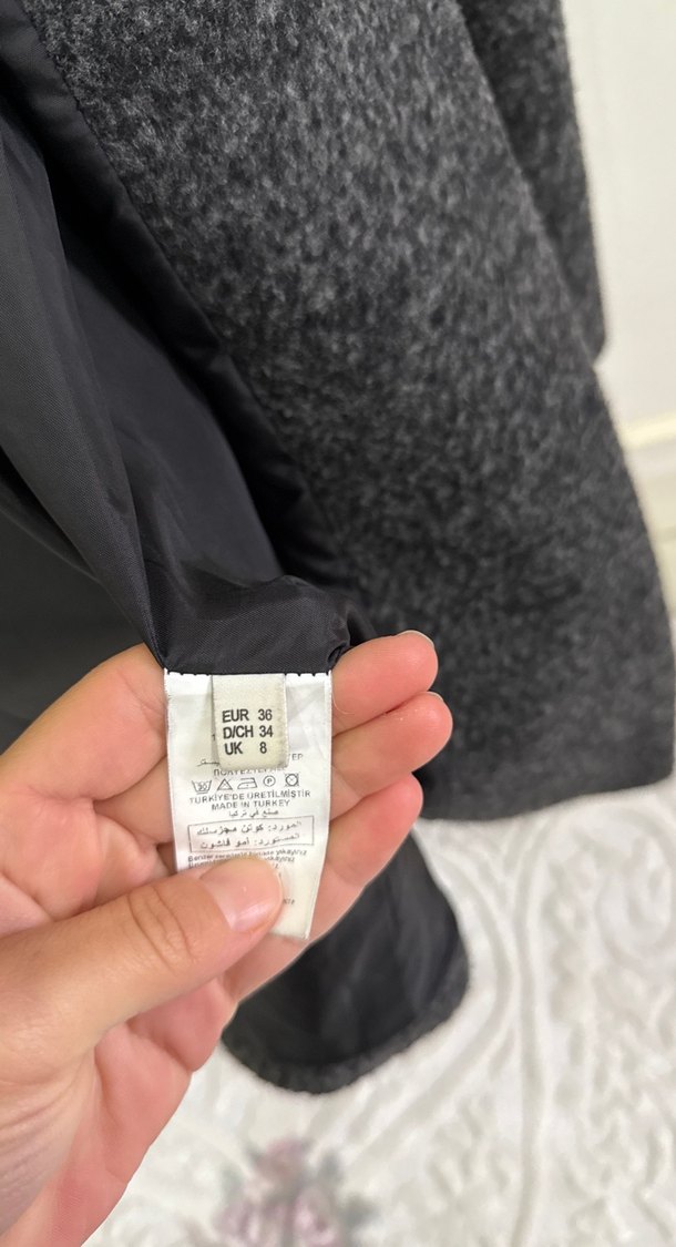 Düğmeli Antrasit Kaban - Görsel 2