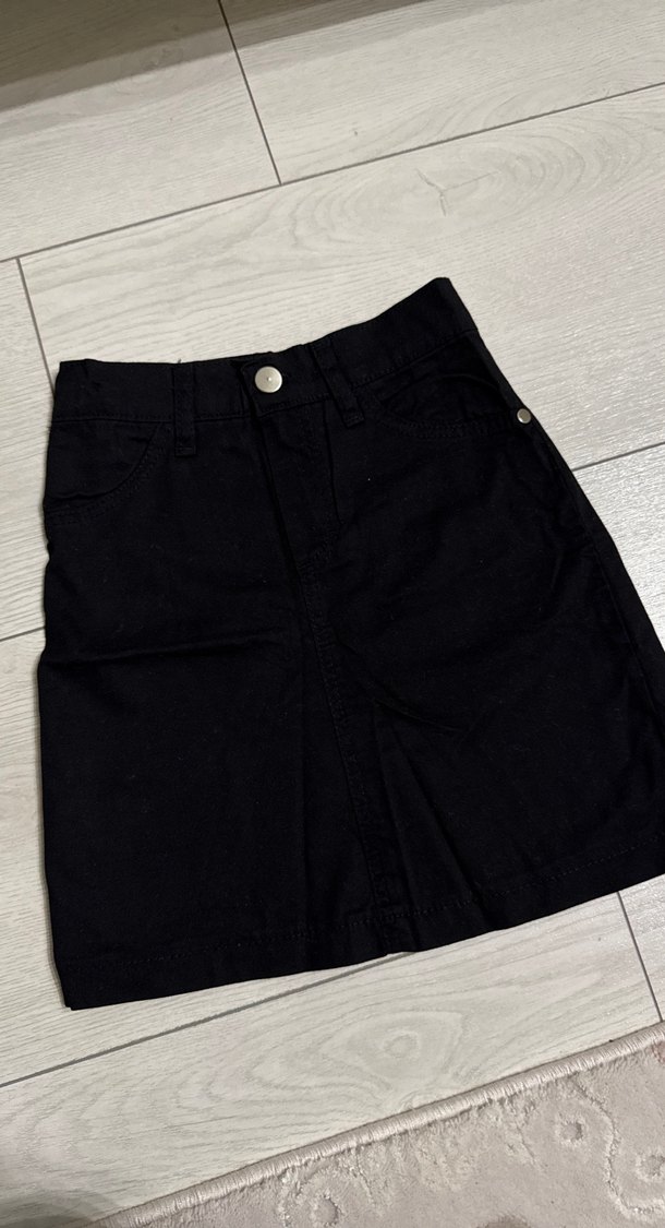 Düğmeli Siyah Mini Etek kız çocuk - Görsel 2