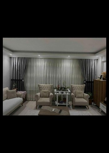 Çağdaş Gri Nakışlı Perde - Görsel 5