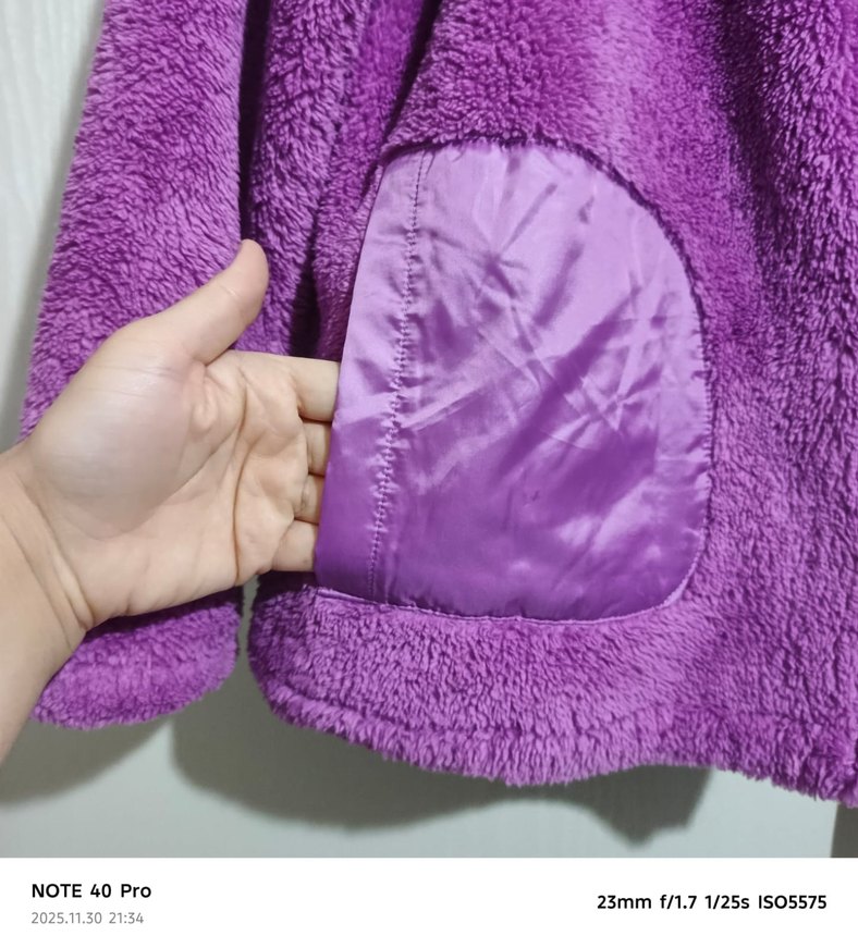 Kadın Mor Kürklü Polar Ceket - Görsel 3