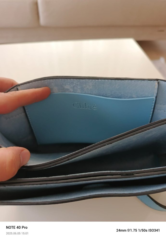 Mavi Süet Zincir Detaylı Kadın Çanta - Görsel 4