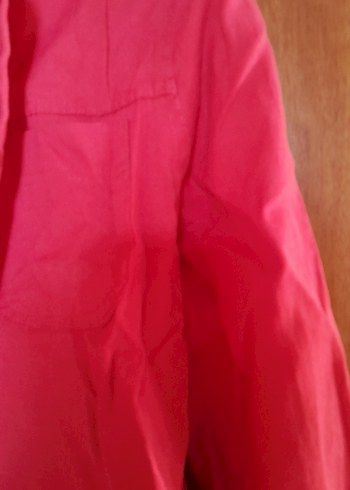 Pembe Düğmeli Keten Kadın Gömlek - Görsel 2