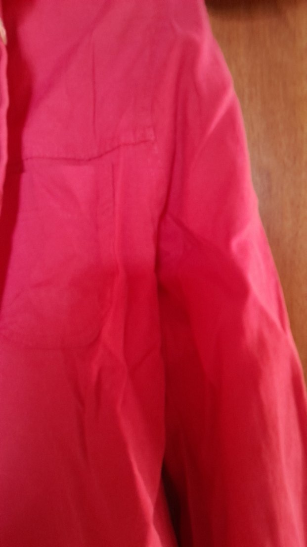 Pembe Düğmeli Keten Kadın Gömlek - Görsel 2