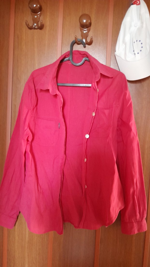 Pembe Düğmeli Keten Kadın Gömlek - Görsel 3