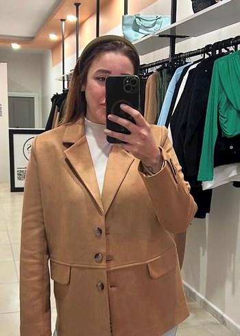 Diğer Massi Kahve Düğmeli süet Kadın Blazer Ceket