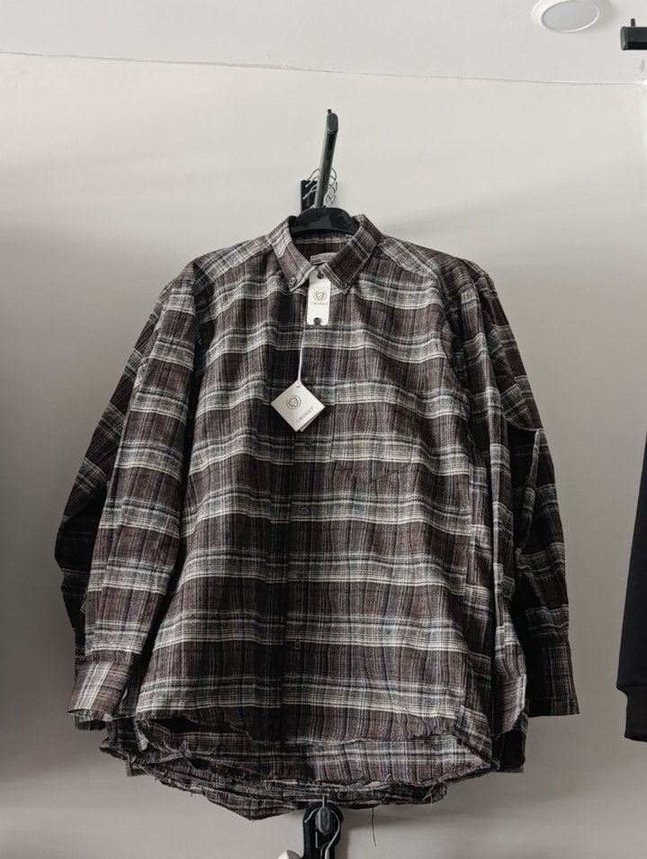 Gri Ekose Desenli Uzun Kollu Erkek Gömlek - Görsel 2