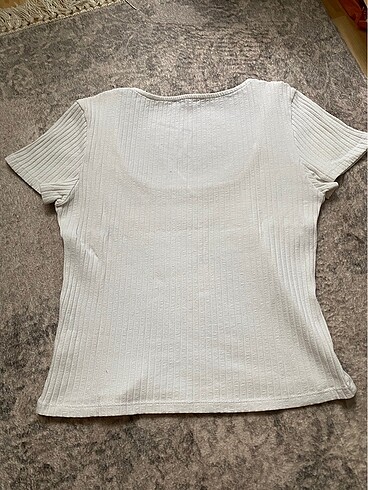 Kare yaka beyaz t-shirt - Görsel 2