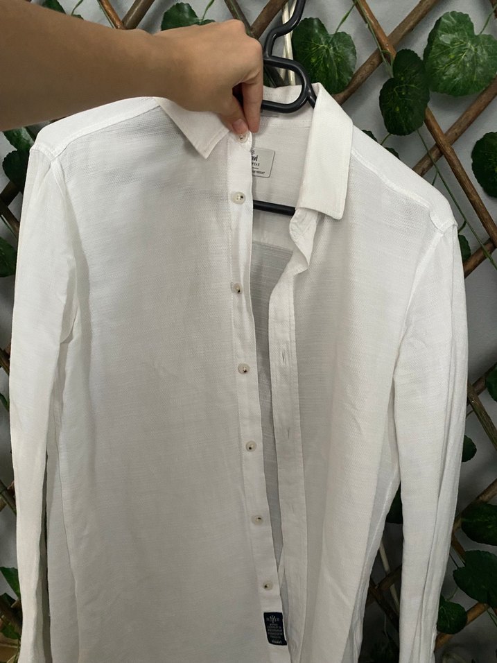 Beyaz Keten Gömlek - Görsel 2