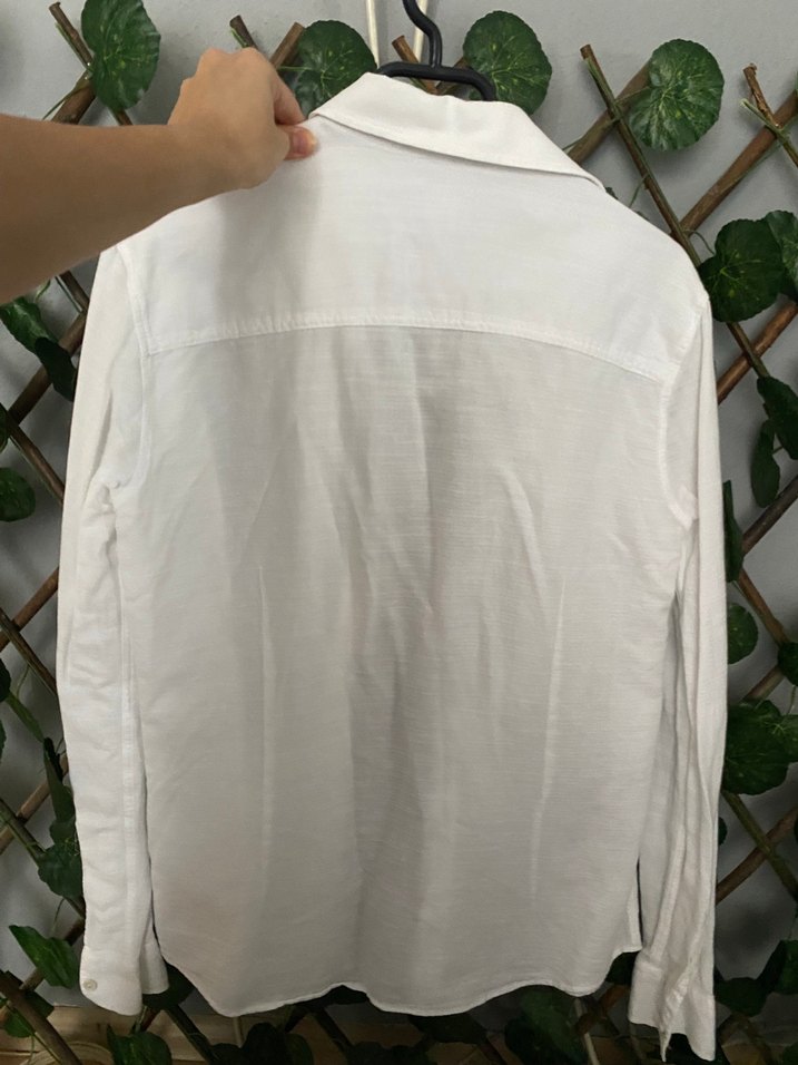 Beyaz Keten Gömlek - Görsel 3