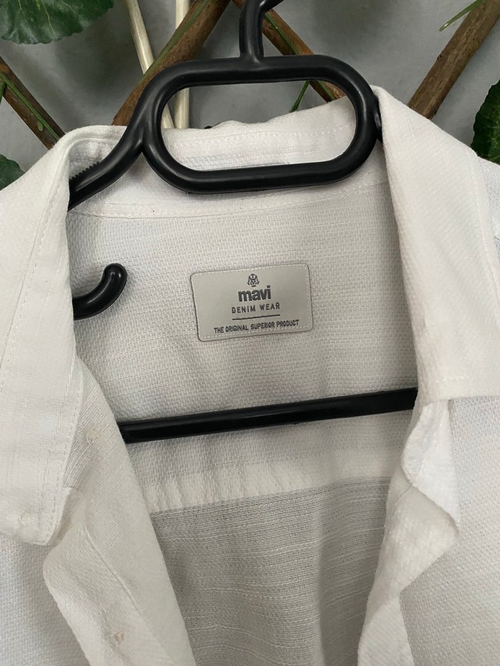 Beyaz Keten Gömlek - Görsel 4