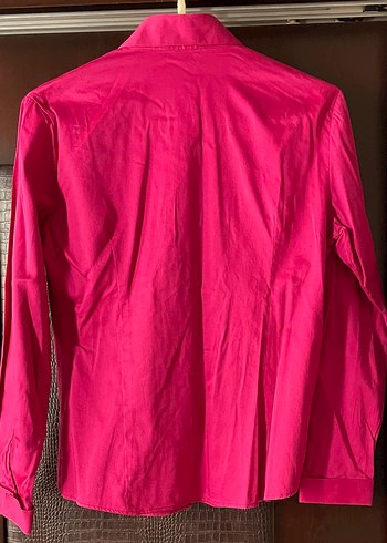 Düğmeli fuşya rengi Kadın Gömlek - Görsel 2