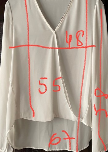 Beyaz V Yakalı Drapeli Kadın Gömlek - Görsel 6