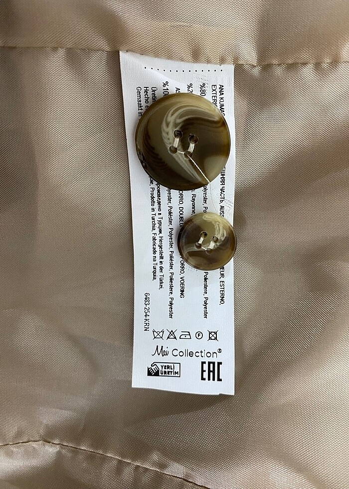 Mai Collection Camel Kaşe Kaban - Görsel 5