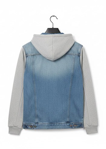 Gri Kapüşonlu Denim ceket
 iki kol arası 50cm boy uzunluğu 60 cm - Görsel 2