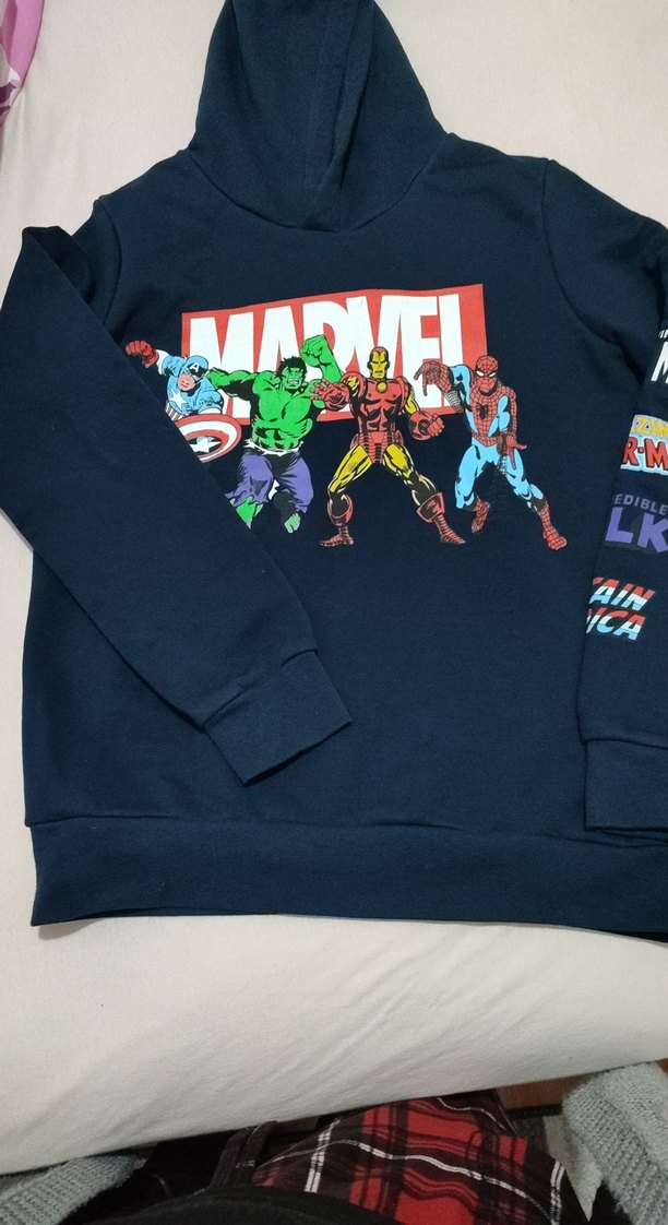 Erkek Marvel Baskılı Mavi Sweatshirt - Görsel 2