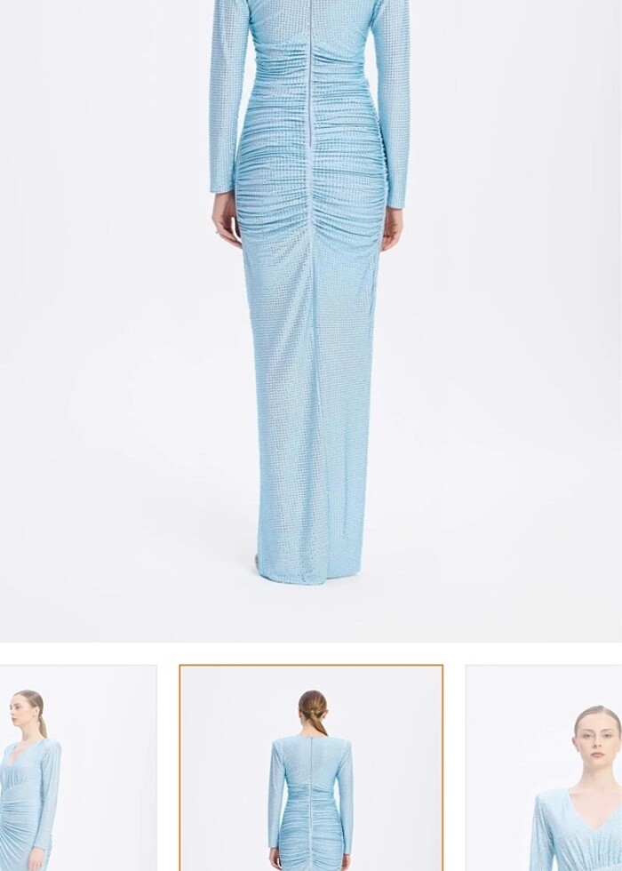 Cengiz Aktürk Drapeli Taşlı Gece Elbisesi - Görsel 3