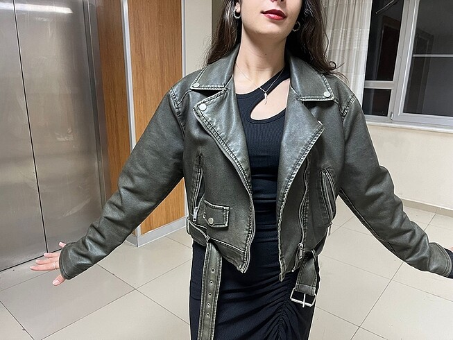 Defacto Defocto zara yeşil deri ceket muadili