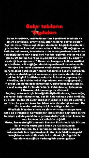 Beden Bakır bileklik