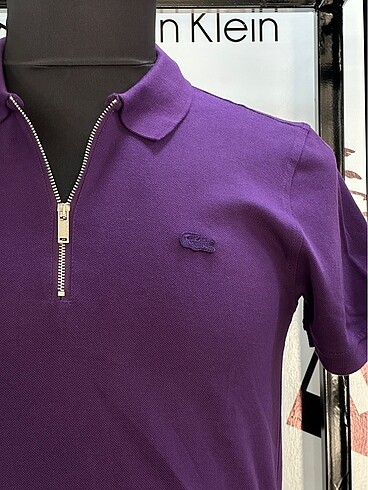 xl Beden Lacoste Fermuarlı Mor Renk Polo Yaka Tişört