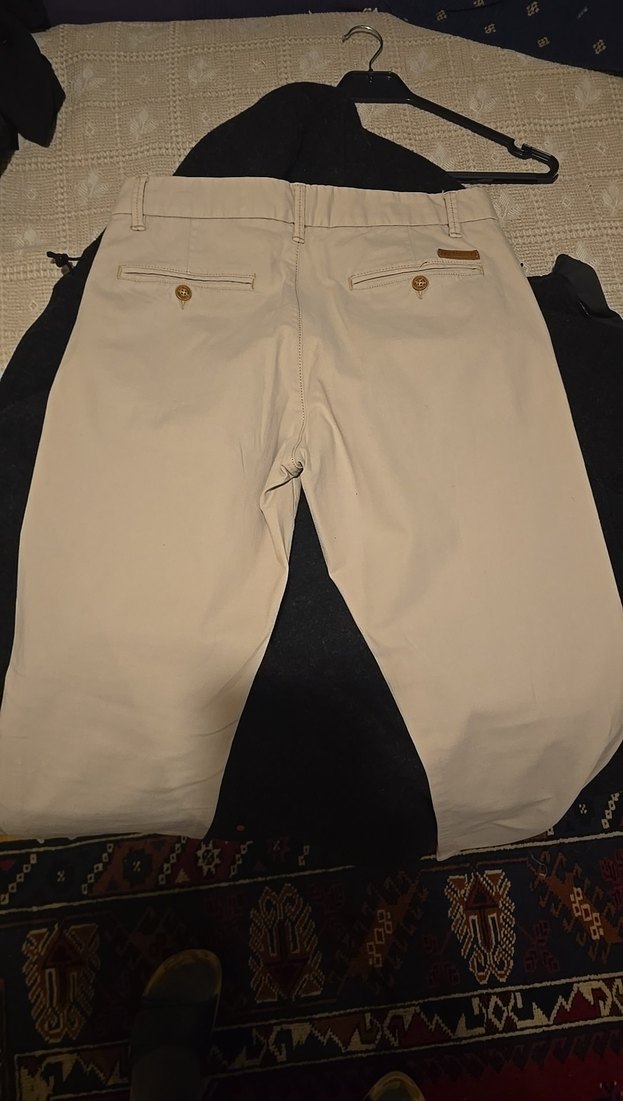 Bej Pamuklu Erkek Kemerli Pantolon SLIM FIT - Görsel 4