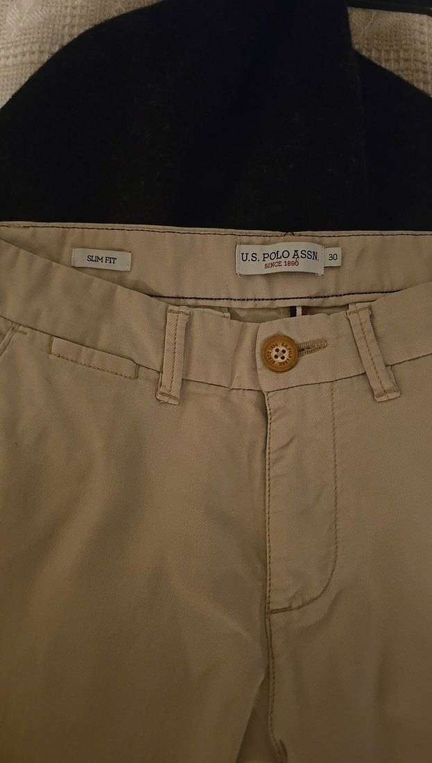 Bej Pamuklu Erkek Kemerli Pantolon SLIM FIT - Görsel 2