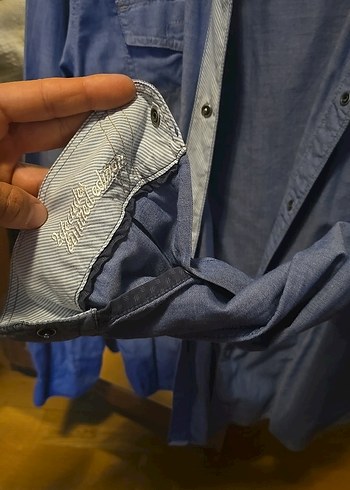 Gri Denim Erkek Gömlek - Mavi - Görsel 5