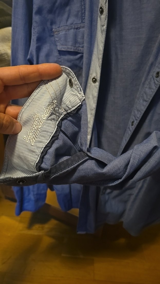 Gri Denim Erkek Gömlek - Mavi - Görsel 5