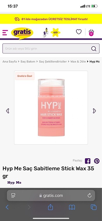 Hype me saç sabitleyici stick wax