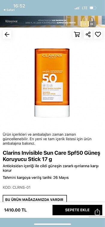 Clarins CLARİNS STİCK GÜNEŞ KREMİ