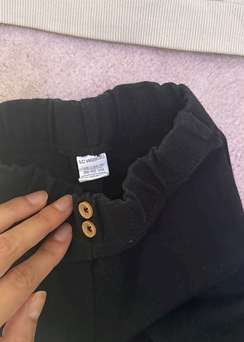18-24 Ay Beden Kız Çocuk Bej Sweatshirt ve Siyah Pantolon Takım